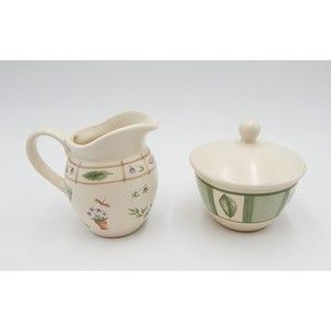 Pfaltzgraff Flower Garden Covered Sugar Bowl and Creamer Pitcher Set USA